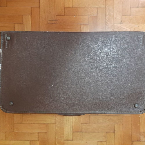 Vintage leather suitcase 1960s, brown