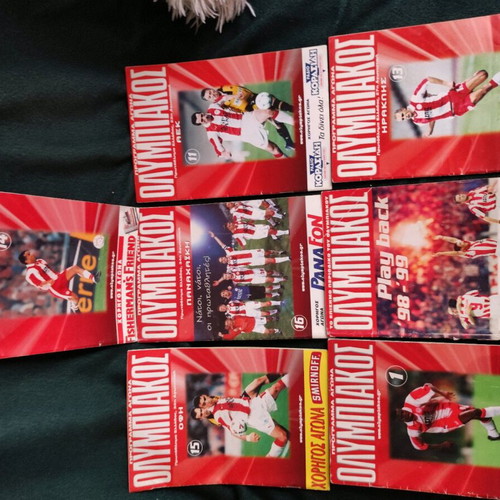 Olympiakos match programs used, collectible 7 issues 1999-2000