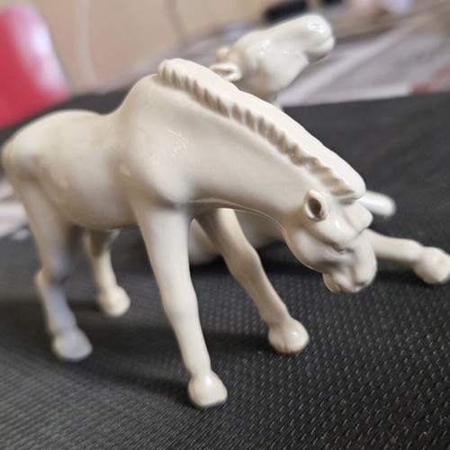 Blanc De Chine Porcelain Horse Pair like new, mid-century 1950s-60s