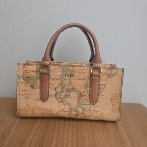 Alviero Martini 1a Classe Geo Map Crossbody Bag like new, beige and brown