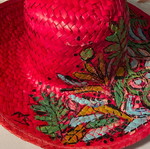 Fuchsia hat hand-painted unique, adjustable size