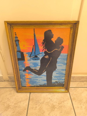 Framed embroidery like new with golden frame