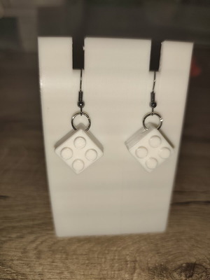 Lego 3D Printed Earrings white color, new