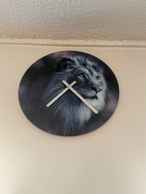 Tulup Glass Wall Clock Like New with Lion Print