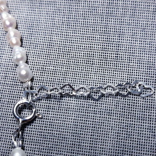 Andromeda necklace with white natural pearls and 925 silver, new