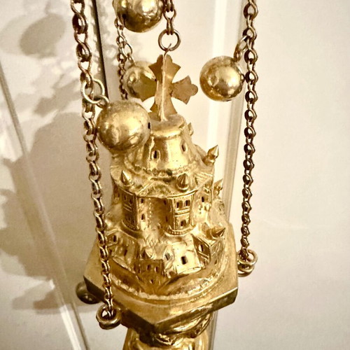 Russian gilded censer like new, church-shaped