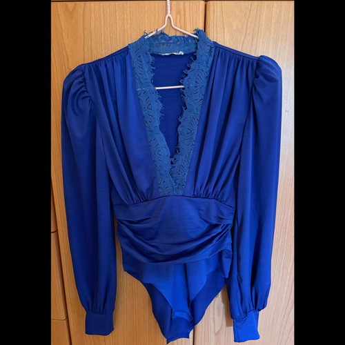 Blue bodysuit blouse new, size XS