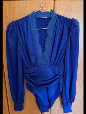 Blue bodysuit blouse new, size XS