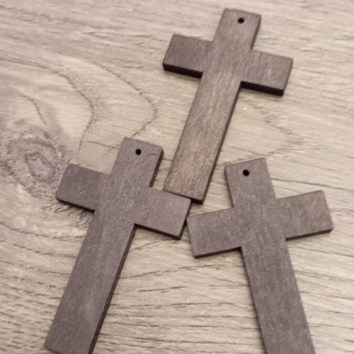Wooden cross pendant pack of 3, 50mm, new