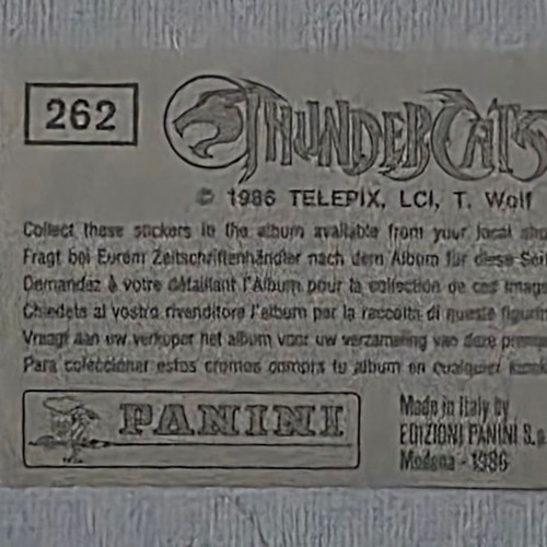1986 Panini Thundercats Sticker #262