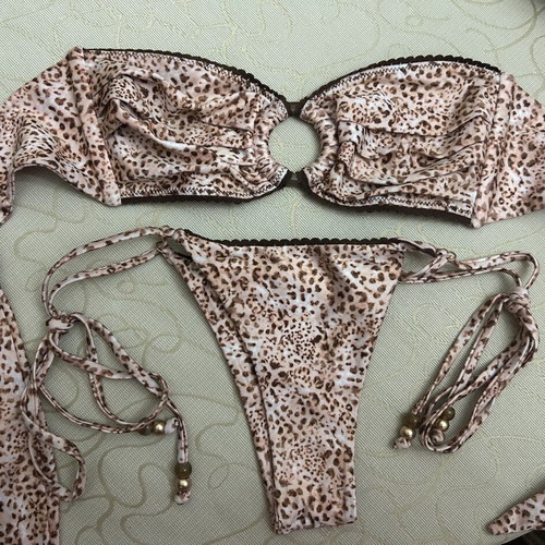Kulani Kinis Leopard Bikini like new, size S, beige and brown