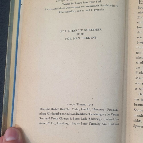 Der Alte Mann und das Meer book used, German language