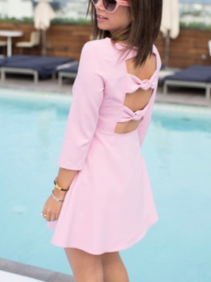 Zara φόρεμα ροζ μεταχειρισμένο small με ιδιαίτερη πλάτη εξώπλατο με φιόγκους