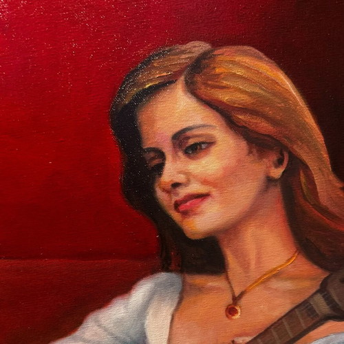Tsimogiannis The Girl with the Guitar Oil Painting on Canvas 60x80cm new