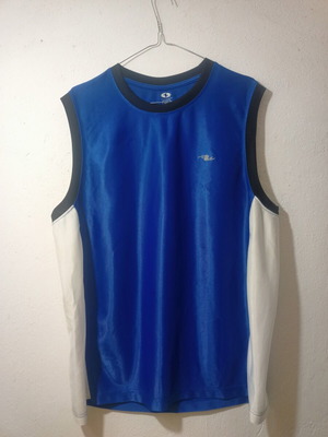Sports tank top Athletic Works used, size L, white and blue