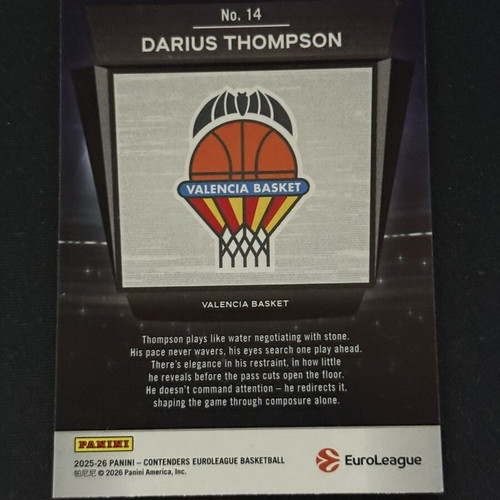 Panini Euroleague Contenders 25/26 Darius Thompson Atmosphere Insert Card new