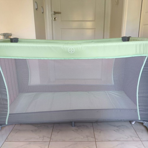 Lupilu travel playpen with carrying bag, grey and green