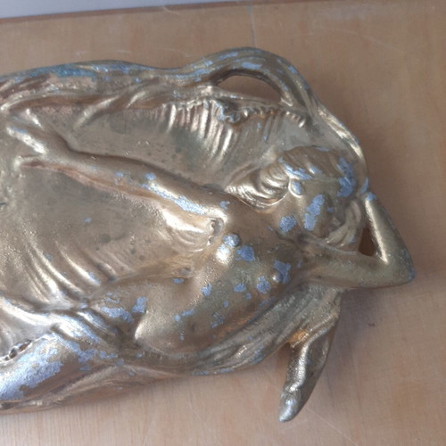 Art Nouveau decorative trinket dish used, cast metal