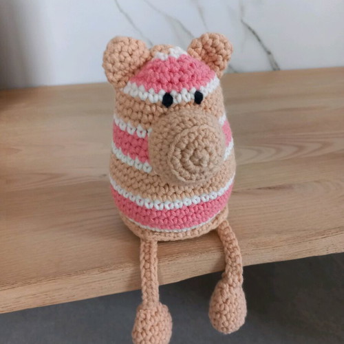 Handmade knitted pig doll 15 cm new