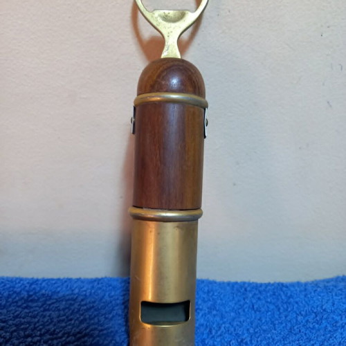 Whistle Bottle Opener vintage, used, brass, made in Italy