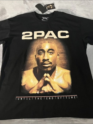 2Pac T-shirt new, black and beige, size L, Pull & Bear