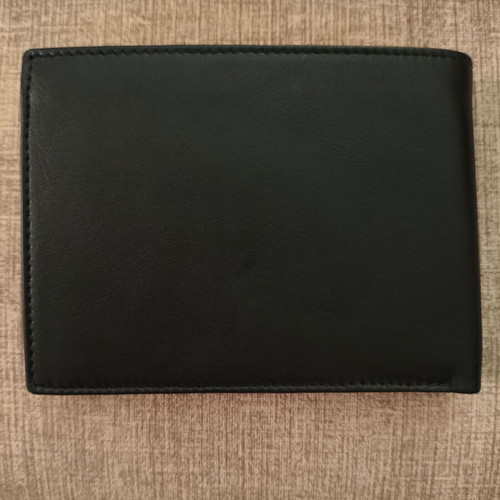 Pollini men's leather wallet new, black and blue