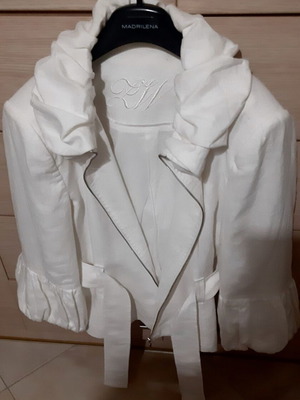 Σακάκι λινό Zara Exclusive Large 40 λευκό σαν καινούριο με φερμουάρ και ζώνη