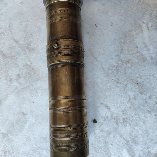 Bronze antique manual coffee grinder used