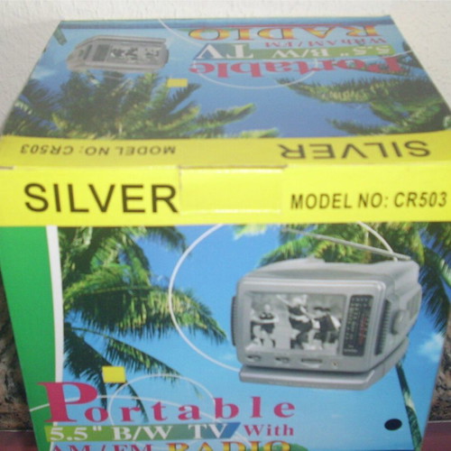Silver CR503 Portable 5.5" Black and White TV New with Radio