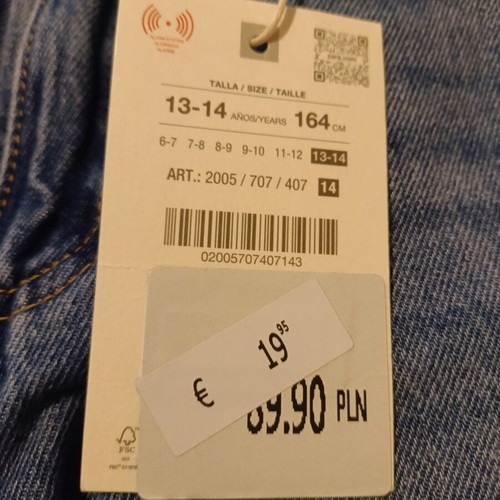 Zara Kids Baggy Jeans Unisex 13-14 Years 164 cm New Blue
