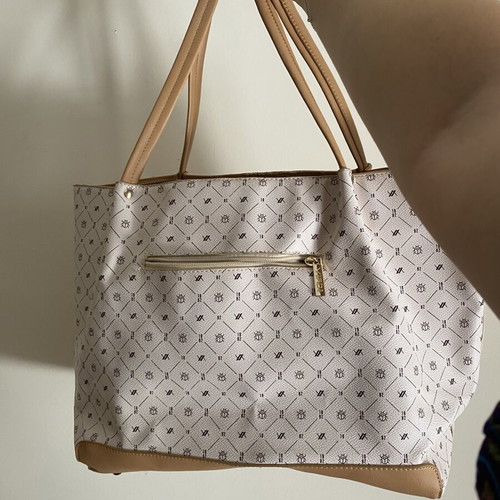 Verde Large Beige Monogram Tote Bag like new