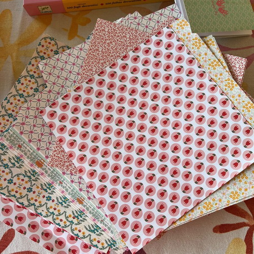 Djeco Origami paper sets used, colorful sheets for crafts