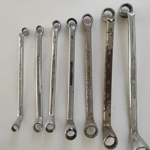 Double-ended hand wrenches used, set of 7 polygonal