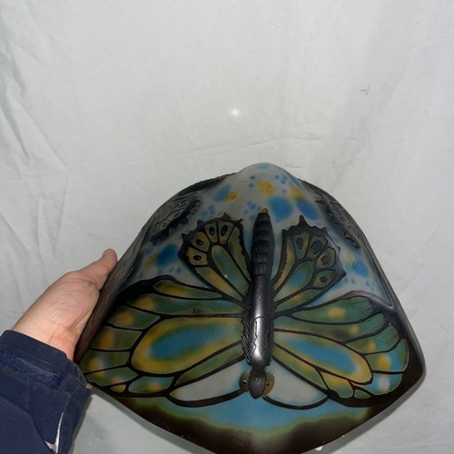 French handmade lamp shade with dragonflies, excellent condition