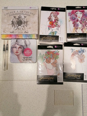 Stamp, stensil and paint set used