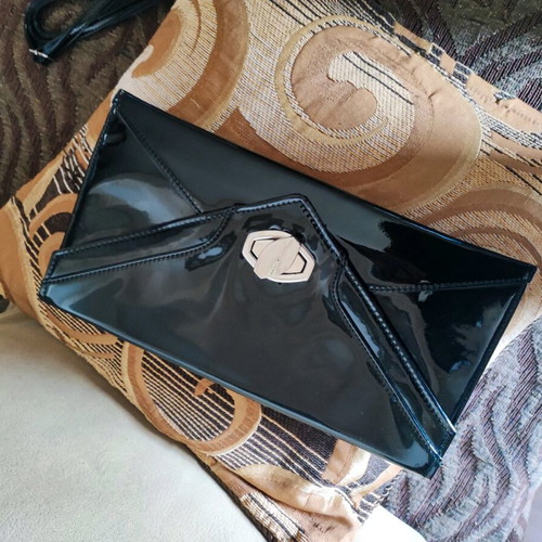 Envelope bag patent leather like new, black handheld