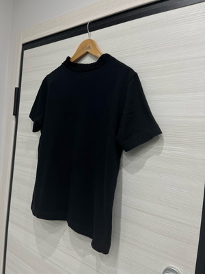 Zara women's blouse used, black cotton with knitted collar, size L