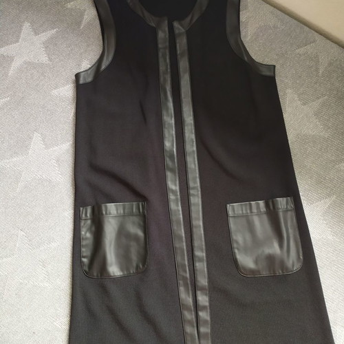 Polo Ralph Lauren long vest used, black with leather details