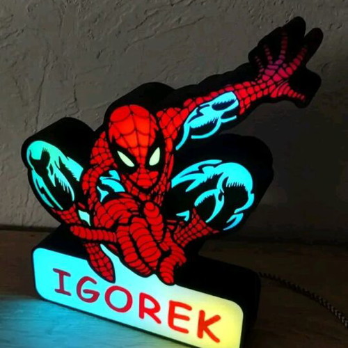 Custom Super Hero LED Lamp with Name for Kids' Room