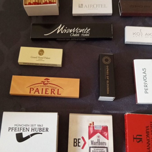 Matchboxes used, set of 20 various types and sizes