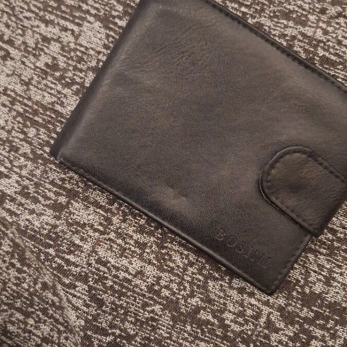 Leather wallet used, black with many compartments