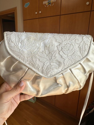 Vintage Stuart Weitzman satin shoulder bag new, white