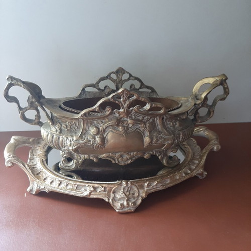Antique bronze Art Nouveau gondola with resin tray, like new