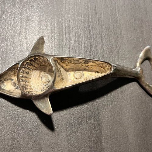 Silver-plated dolphin-shaped bottle opener used vintage