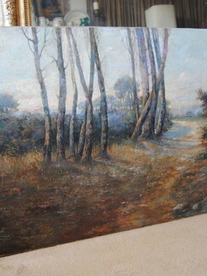 Oil painting Giannis Ambelas used, dated 1915, 88x59 cm