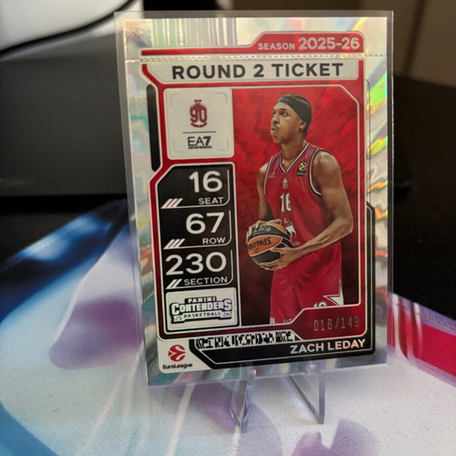 Zach LeDay 2025-26 Contenders EuroLeague Round 2 Ticket Jersey Number Match