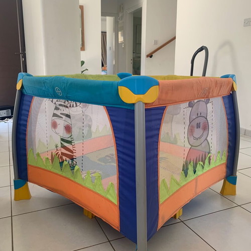 Large Baby Playpen Travel Cot with Safari Animal Design