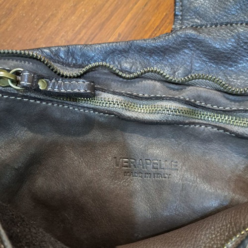Italian leather backpack in dark brown, like new, minimal design