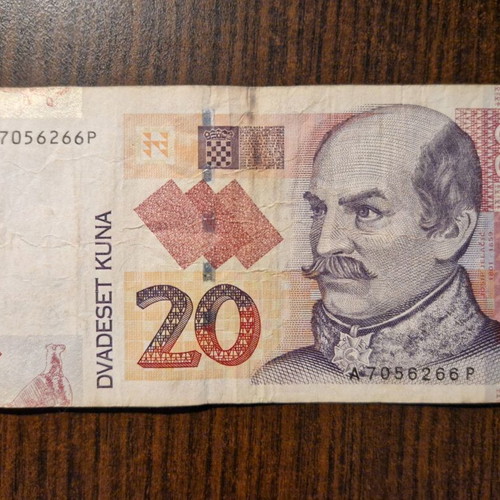 Croatian banknote 20 kuna used