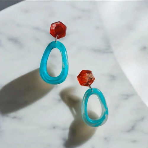 Bone earrings new in red and turquoise colors